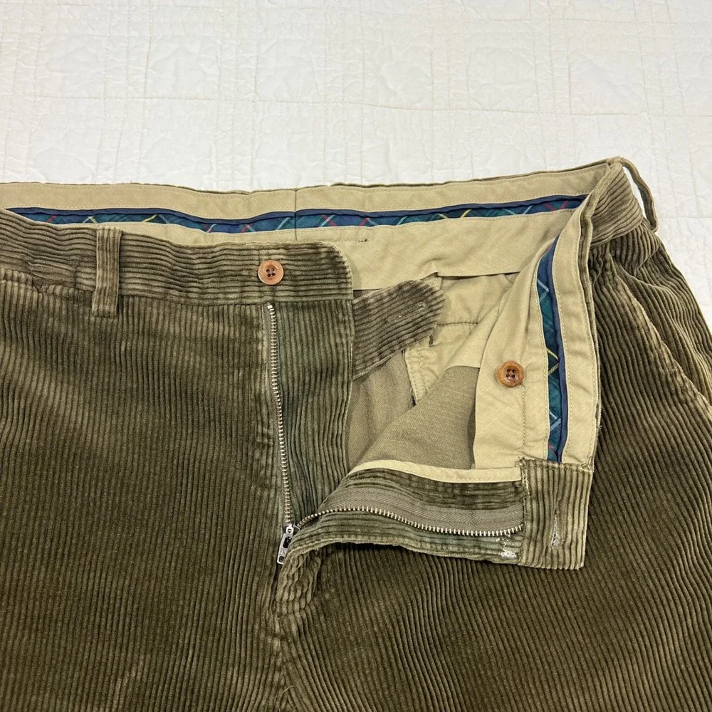Polo Ralph Lauren Preston Pant Mens 38x32 Olive Brown Corduroy Straight Leg READ